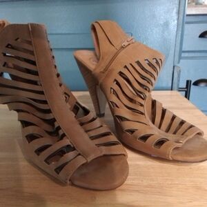 Women’s Tan Cutout High Heel Sandals